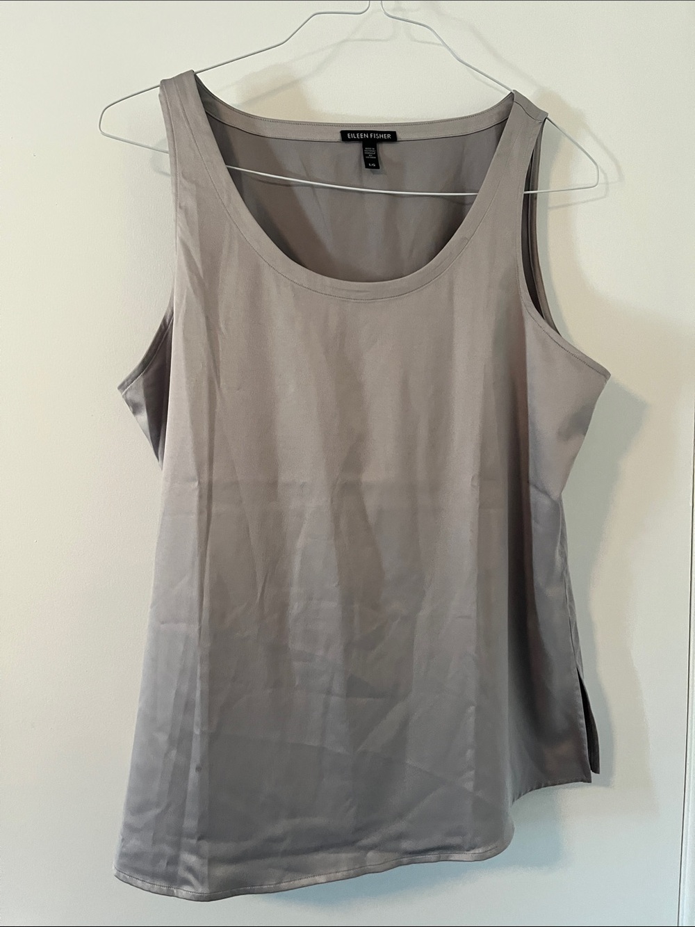 Eileen Fisher Light Taupe Satin Scoop Tank